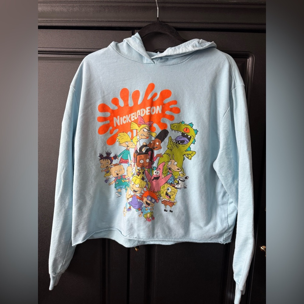 Nickelodeon Hoodie with Characters in Light Blue Rugrats SpongeBob